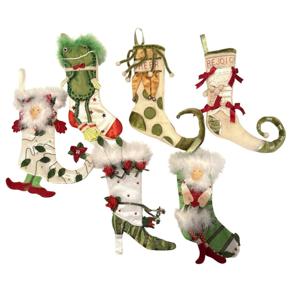 Department 56 Patience Brewster Krinkles Christmas Stockings Set Of 6 Vintage